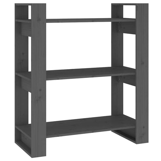 Book Cabinet | Grey | Solid Pine Wood | 80x35x91 cm | Book Cabinet