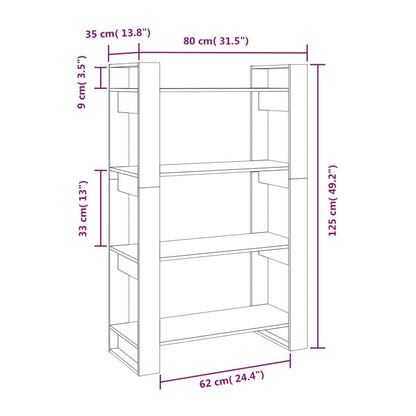 Book Cabinet/Room Divider Grey 80x35x125 cm Solid Wood Pine