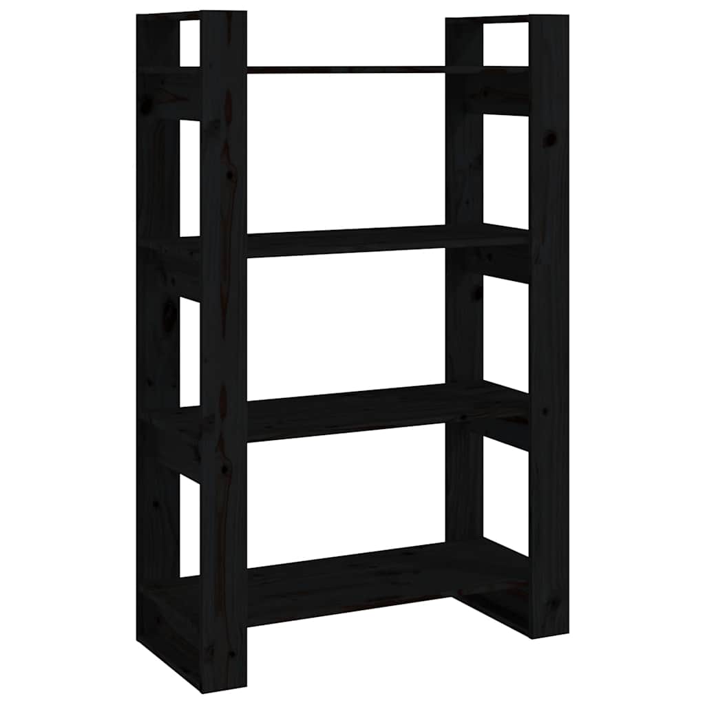 Book Cabinet | Black | Solid pine wood | 80 x 35 x 125 cm | Book Cabinet