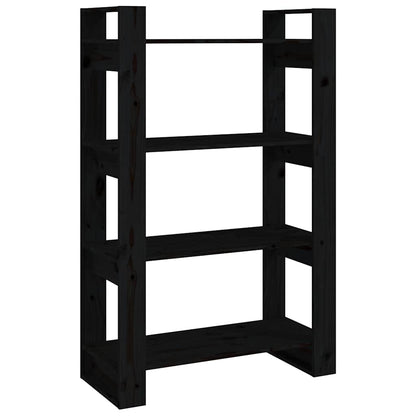 Book Cabinet | Black | Solid pine wood | 80 x 35 x 125 cm | Book Cabinet