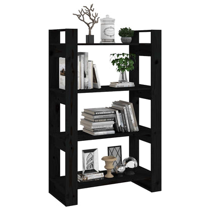 Book Cabinet | Black | Solid pine wood | 80 x 35 x 125 cm | Book Cabinet
