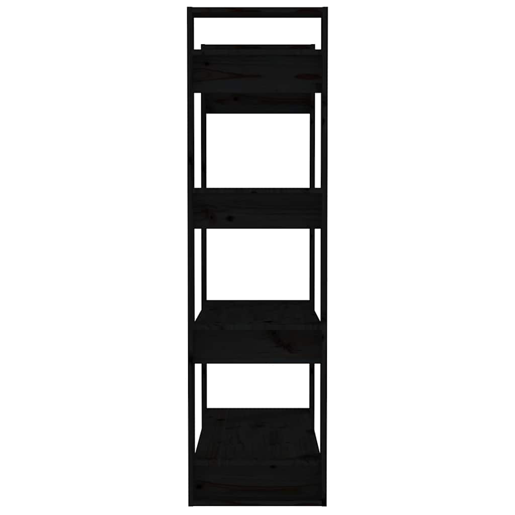 Book Cabinet | Black | Solid pine wood | 80 x 35 x 125 cm | Book Cabinet