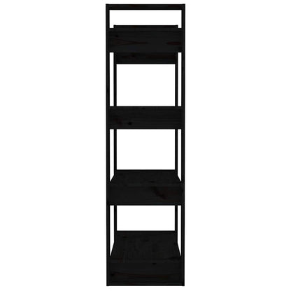 Book Cabinet | Black | Solid pine wood | 80 x 35 x 125 cm | Book Cabinet