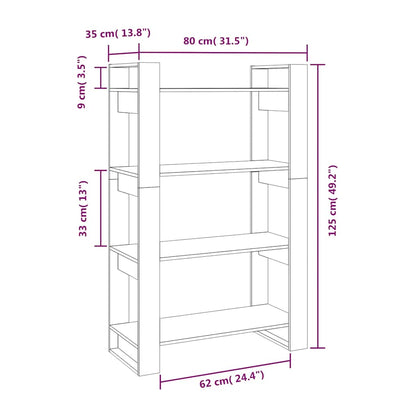 Book Cabinet | Black | Solid pine wood | 80 x 35 x 125 cm | Book Cabinet