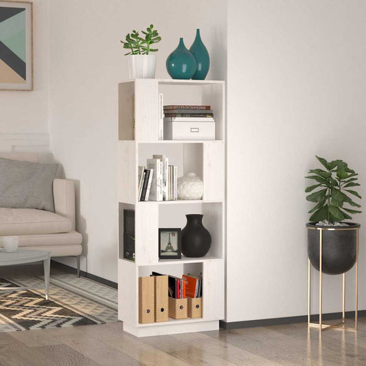 Book Cabinet | White | Solid pine wood | 51x25x132 cm | Book Cabinet