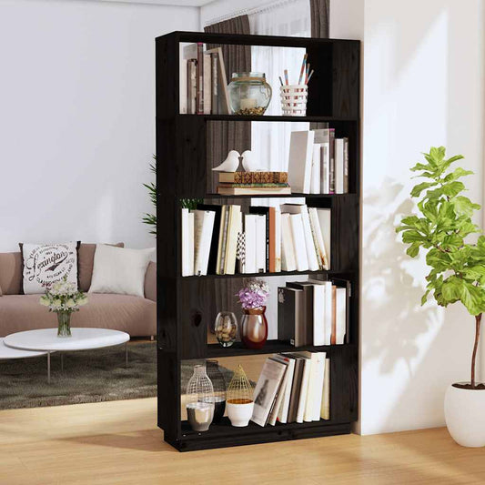 Book Cabinet | Black | Solid Pine Wood | Medium | Book Cabinet