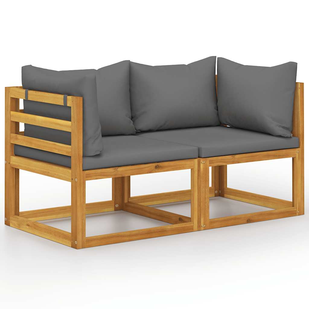 Garden Bench | Dark Grey | Solid acacia wood, 100% polyester fabric