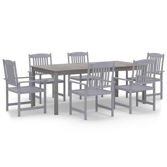 7 Piece Garden Dining Set Solid Wood Acacia Grey