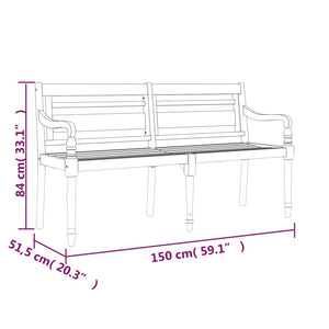 Batavia Bench 150 cm Solid Wood Teak