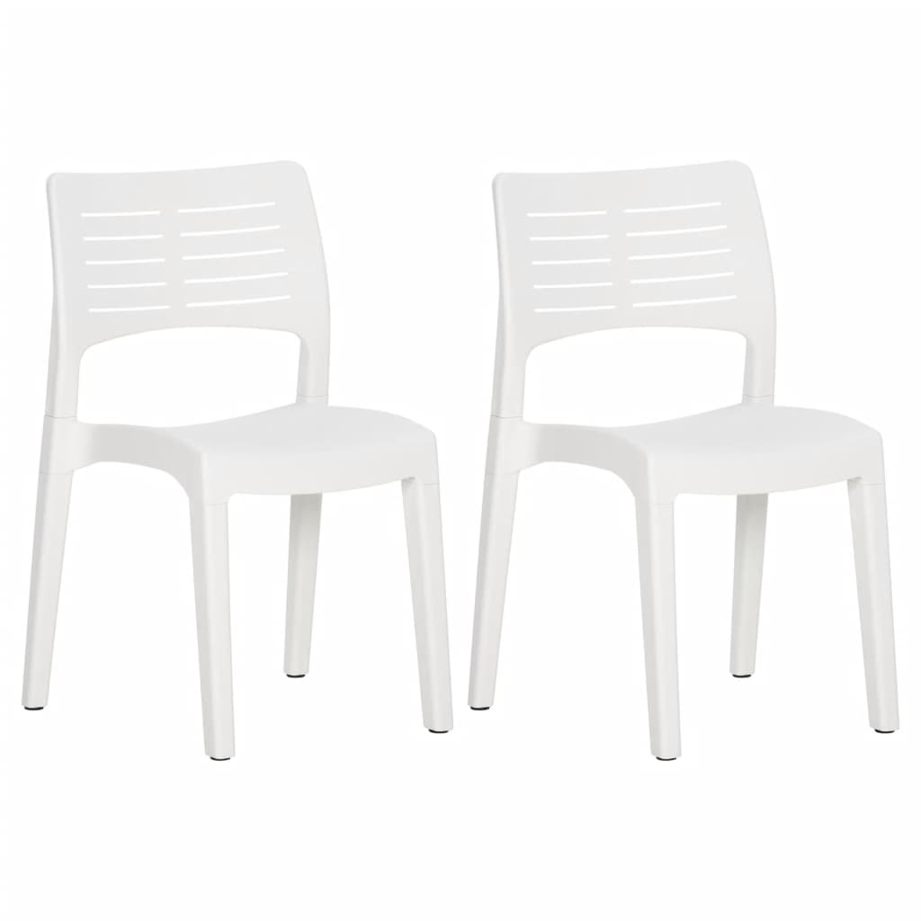 Garden Chair | Set of 2 | White | Polypropylene | Standard | Stackable