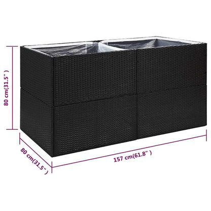 Garden Planter Black 157x80x80 cm Poly Rattan