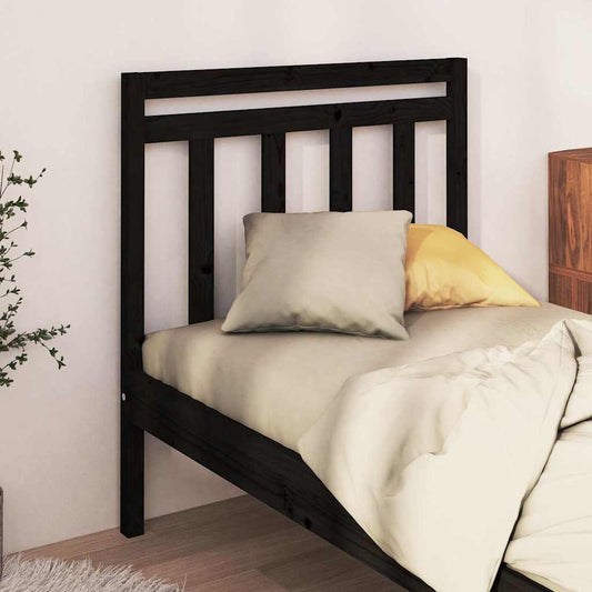 814073 vidaXL Bed Headboard Black 81x4x100 cm Solid Wood Pine