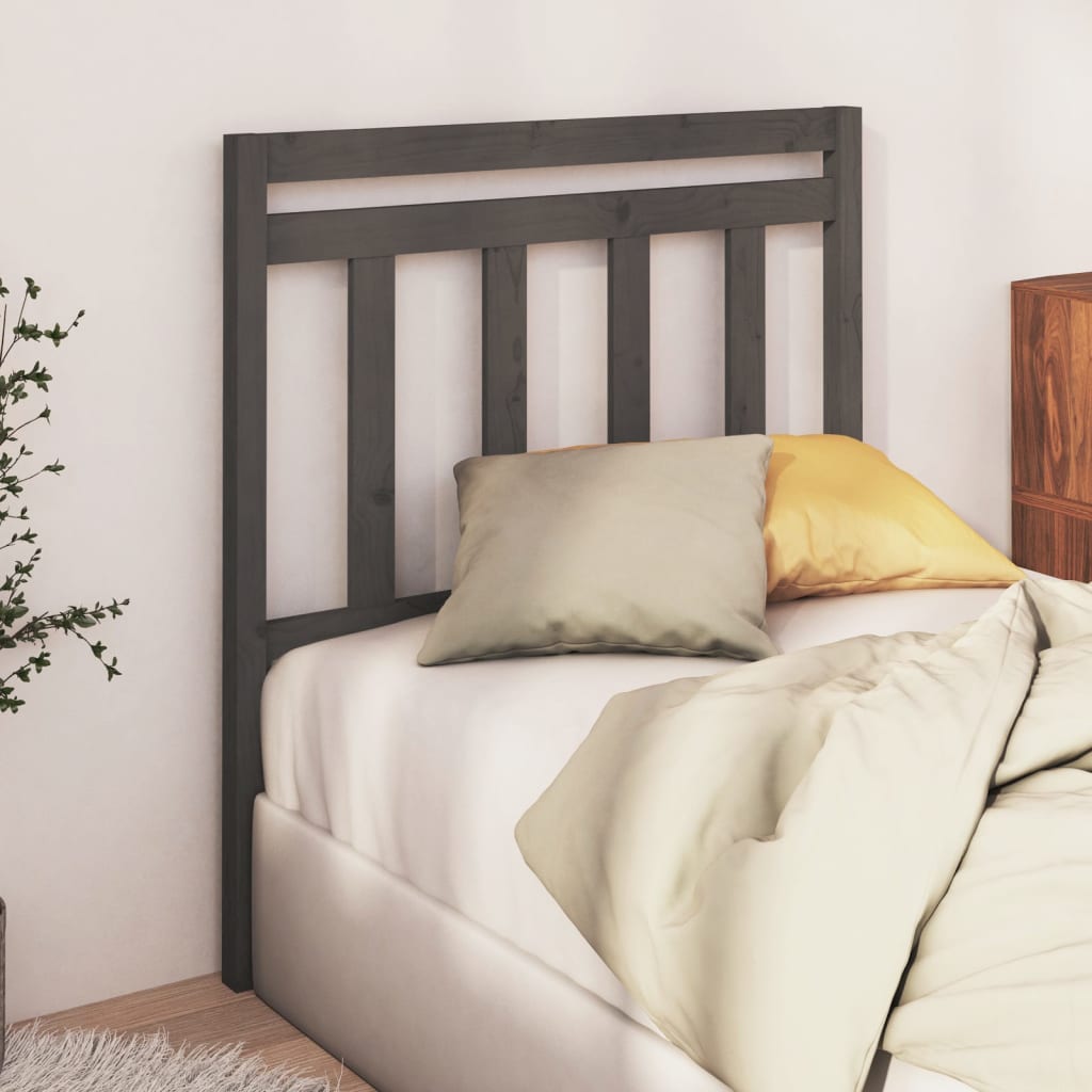 814081 vidaXL Bed Headboard Grey 106x4x100 cm Solid Wood Pine