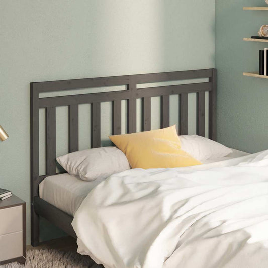 814086 vidaXL Bed Headboard Grey 126x4x100 cm Solid Wood Pine