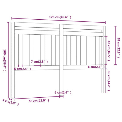 814087 vidaXL Bed Headboard Honey Brown 126x4x100 cm Solid Wood Pine