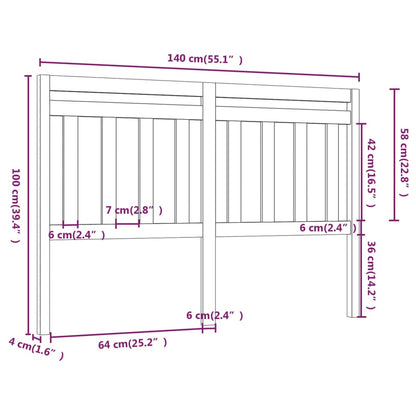 814090 vidaXL Bed Headboard White 140x4x100 cm Solid Wood Pine