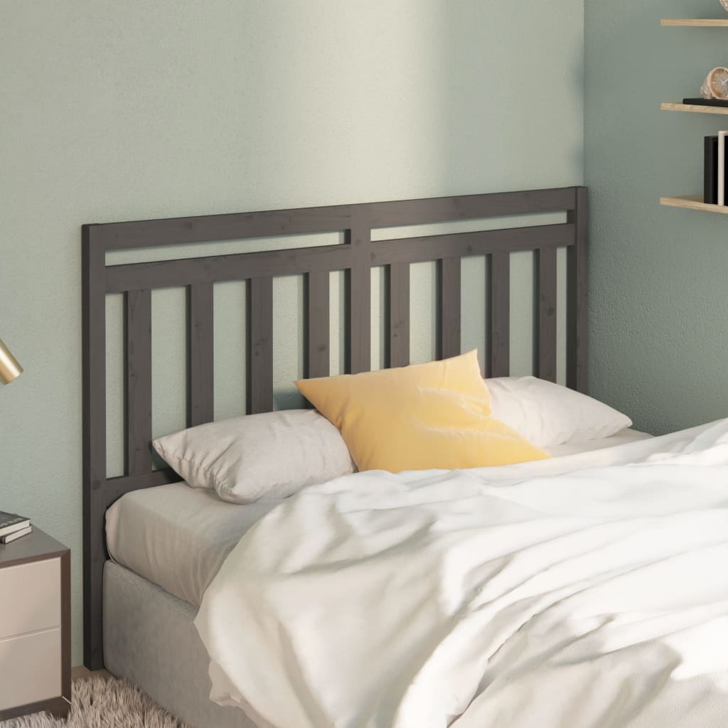 814096 vidaXL Bed Headboard Grey 146x4x100 cm Solid Wood Pine