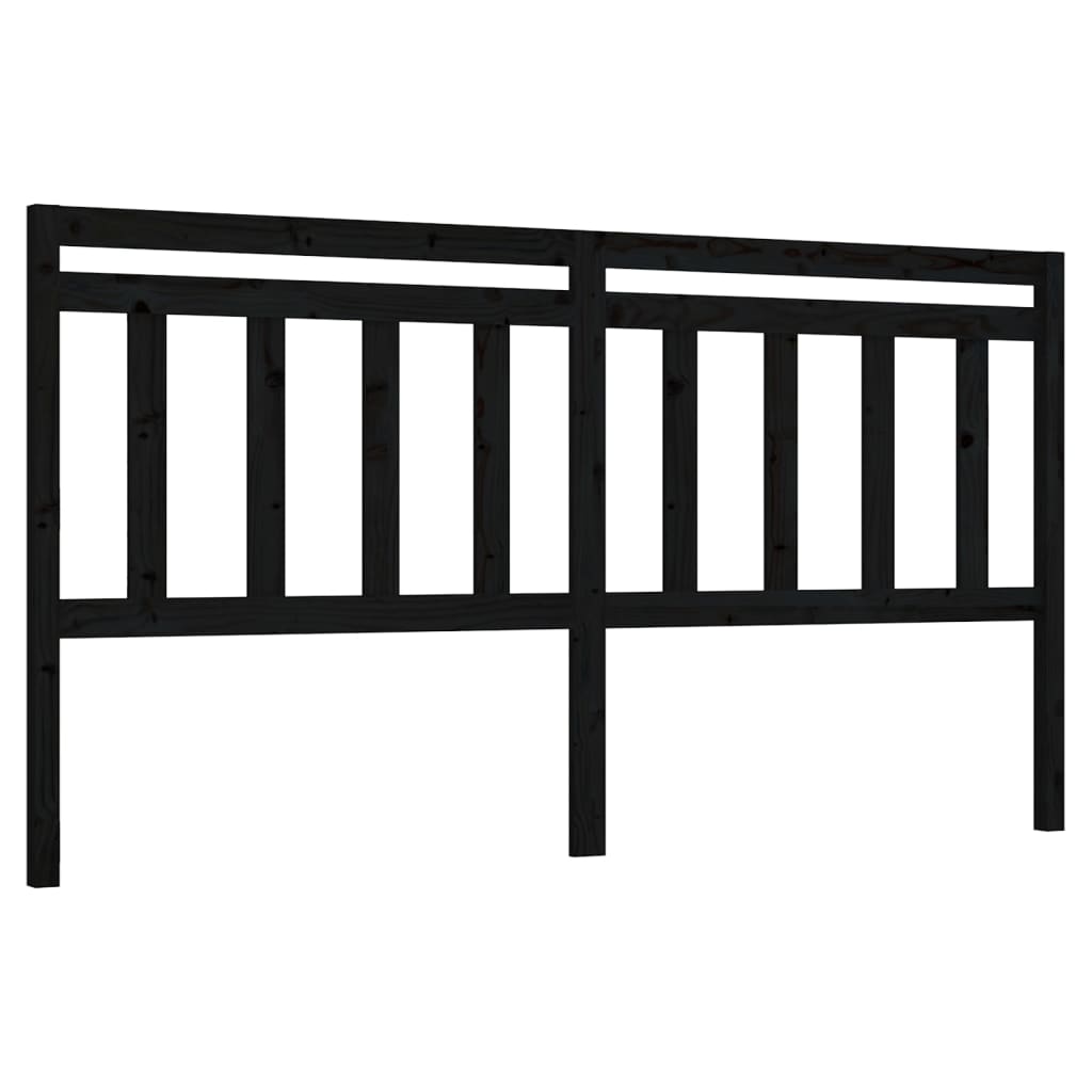 814113 vidaXL Bed Headboard Black 186x4x100 cm Solid Wood Pine