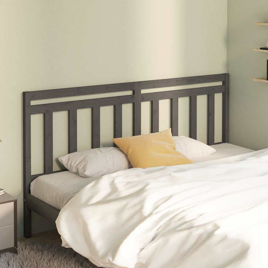 814116 vidaXL Bed Headboard Grey 206x4x100 cm Solid Wood Pine