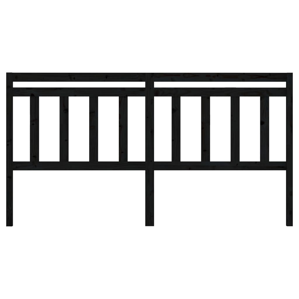 814118 vidaXL Bed Headboard Black 206x4x100 cm Solid Wood Pine