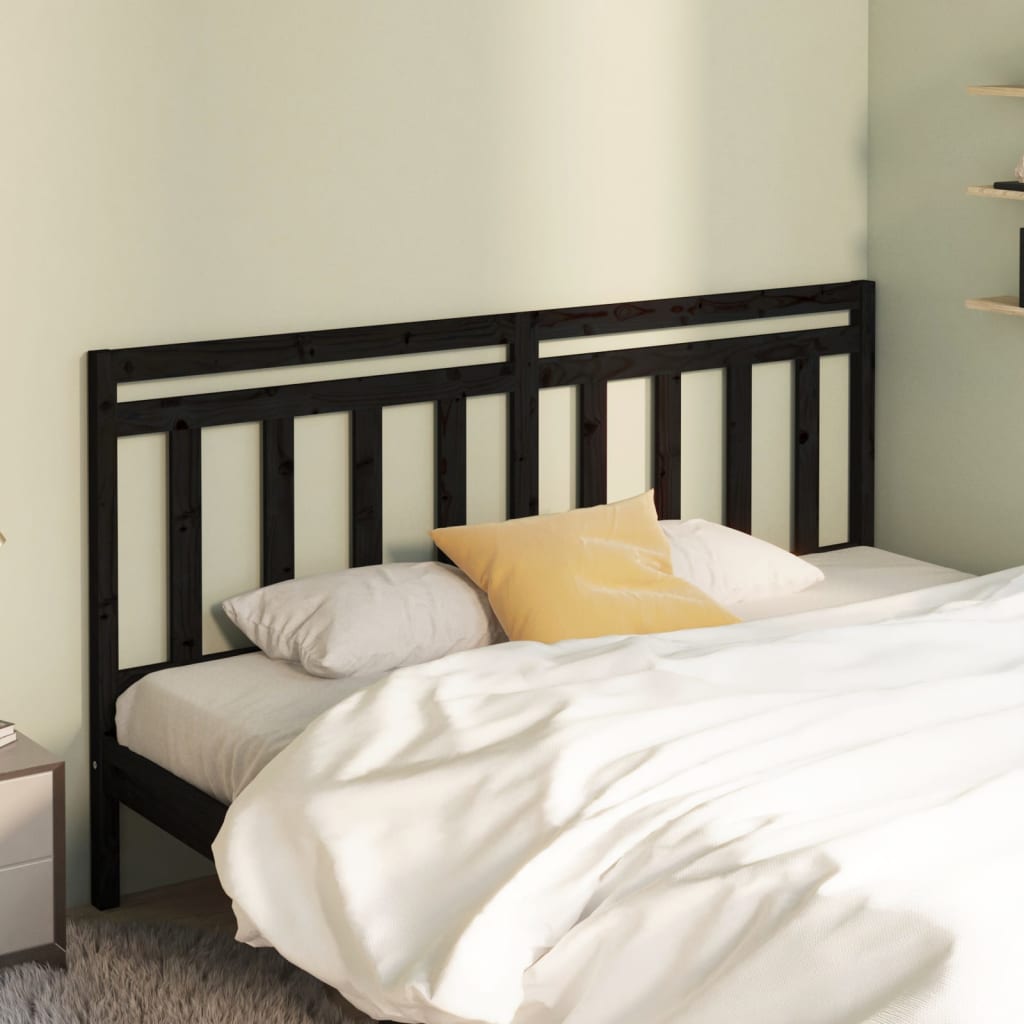 814118 vidaXL Bed Headboard Black 206x4x100 cm Solid Wood Pine