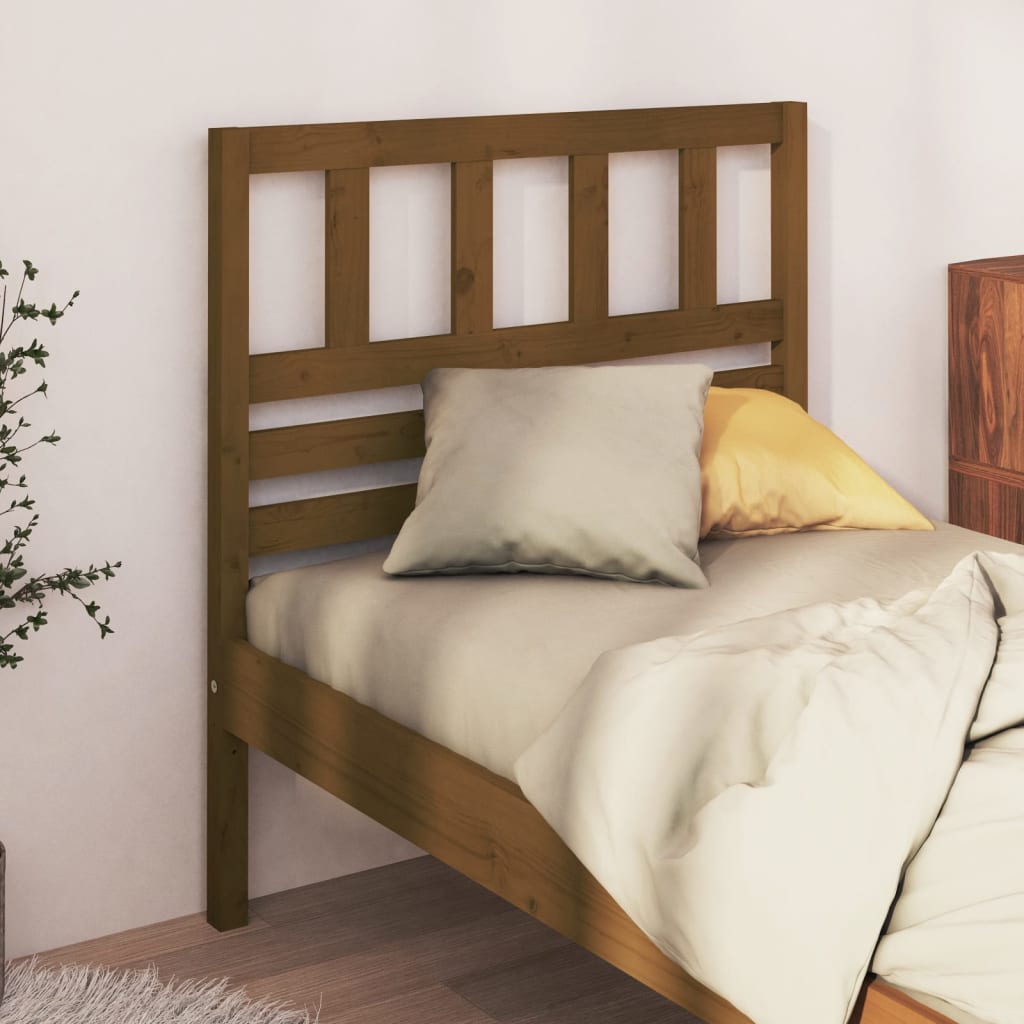 Bed Headboard | Honey Brown | Solid Pine Wood | 81 x 4 x 100 cm