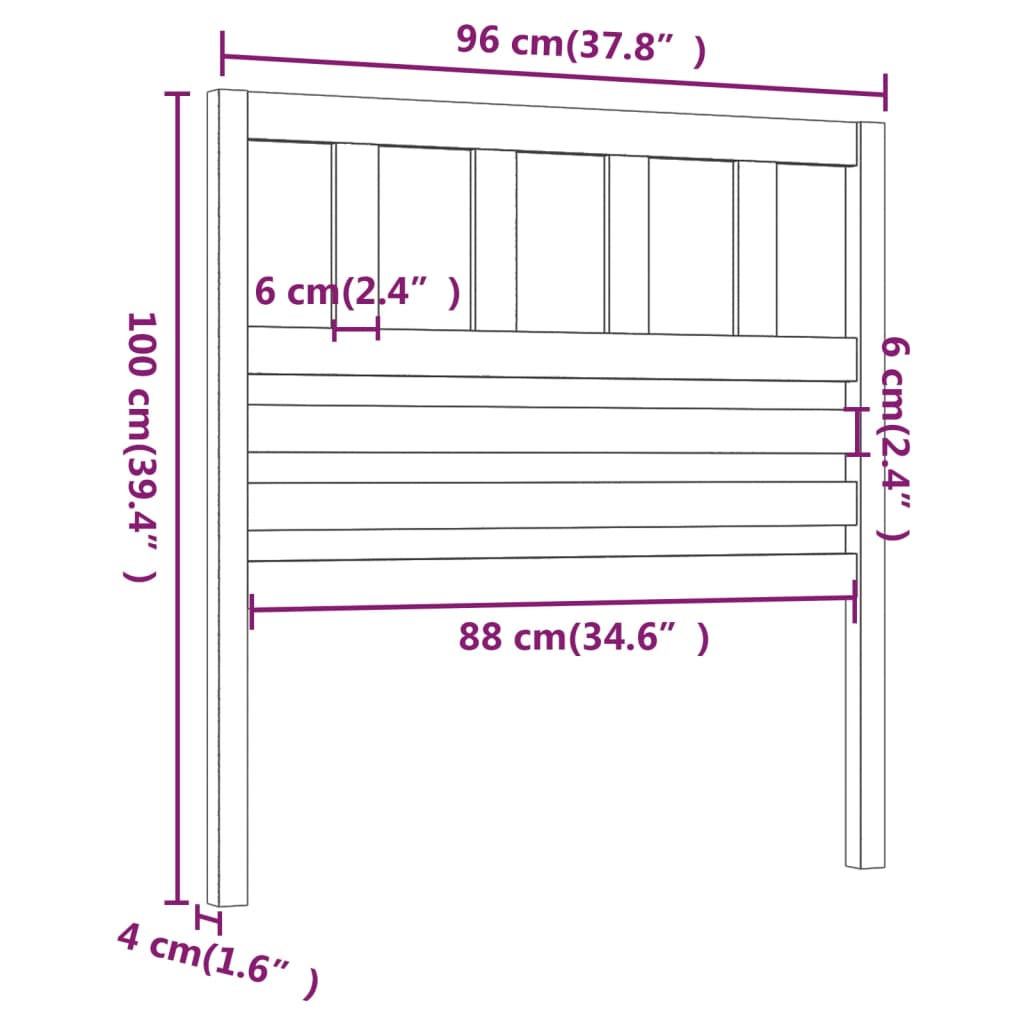Bed Headboard | Black | Solid pine wood | Medium | Durable