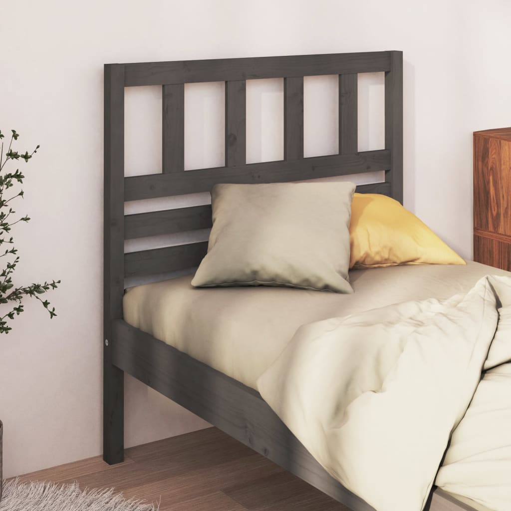 Bed Headboard | Grey | Solid pine wood | 106 x 4 x 100 cm