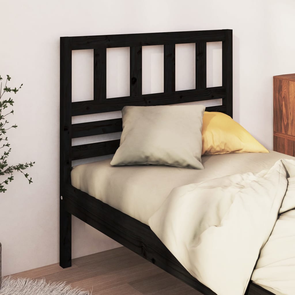 Bed Headboard | Black | Solid pinewood | Fits standard bed frames