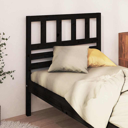 Bed Headboard Black 106x4x100 cm Solid Wood Pine