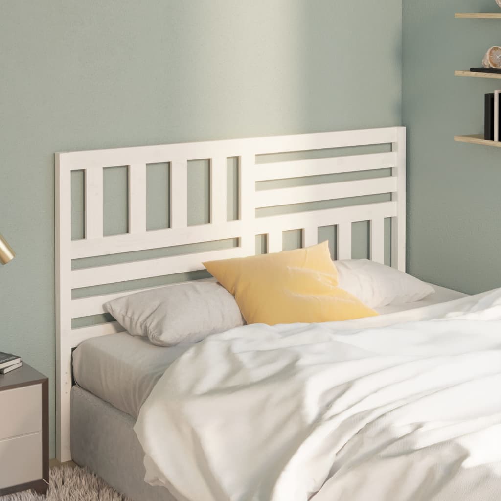 Bed Headboard | White | Solid Pine Wood | 126x4x100 cm | Durable