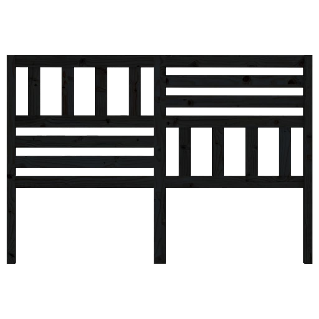 Bed Headboard | Black | Solid pine wood | 126x4x100 cm