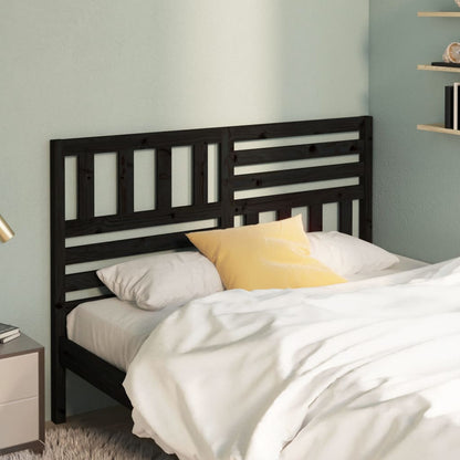 Bed Headboard | Black | Solid pine wood | 126x4x100 cm