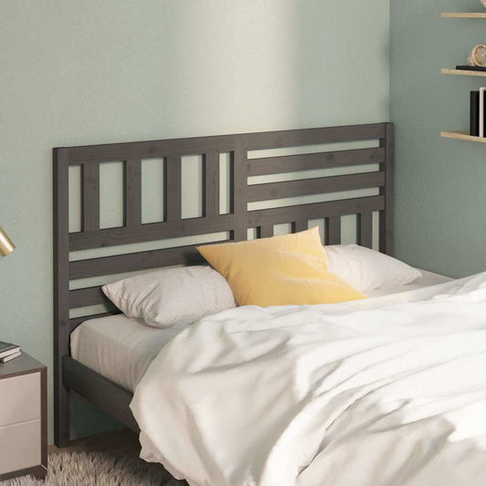 Bed Headboard Grey 146x4x100 cm Solid Wood Pine