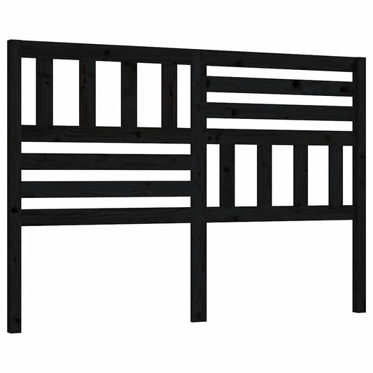 Bed Headboard Black 146x4x100 cm Solid Wood Pine