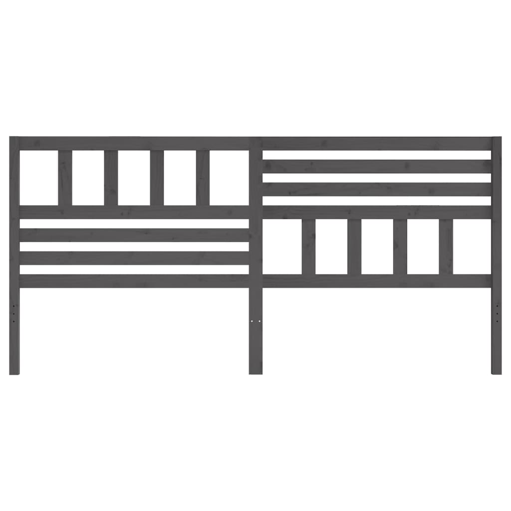 Bed Headboard | Grey | Solid pine wood | 186 cm wide, 100 cm high