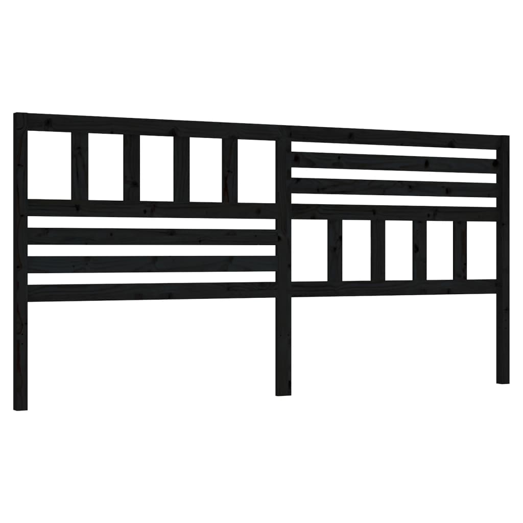 Bed Headboard | Black | Solid Pine Wood | 186 cm x 4 cm x 100 cm
