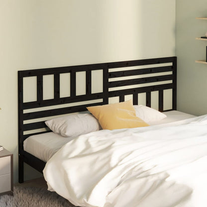 Bed Headboard | Black | Solid Pine Wood | 186 cm x 4 cm x 100 cm