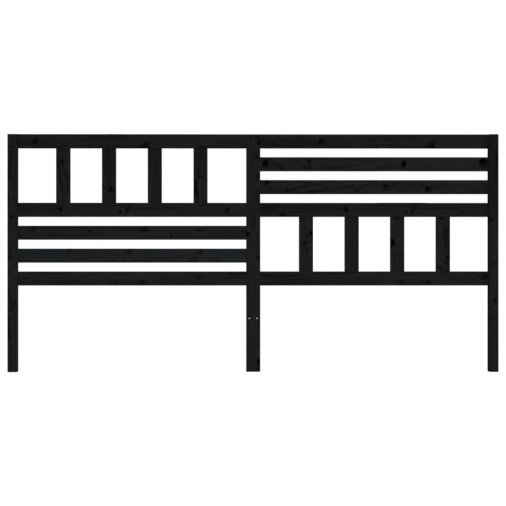 Bed Headboard | Black | Solid Pine Wood | 186 cm x 4 cm x 100 cm