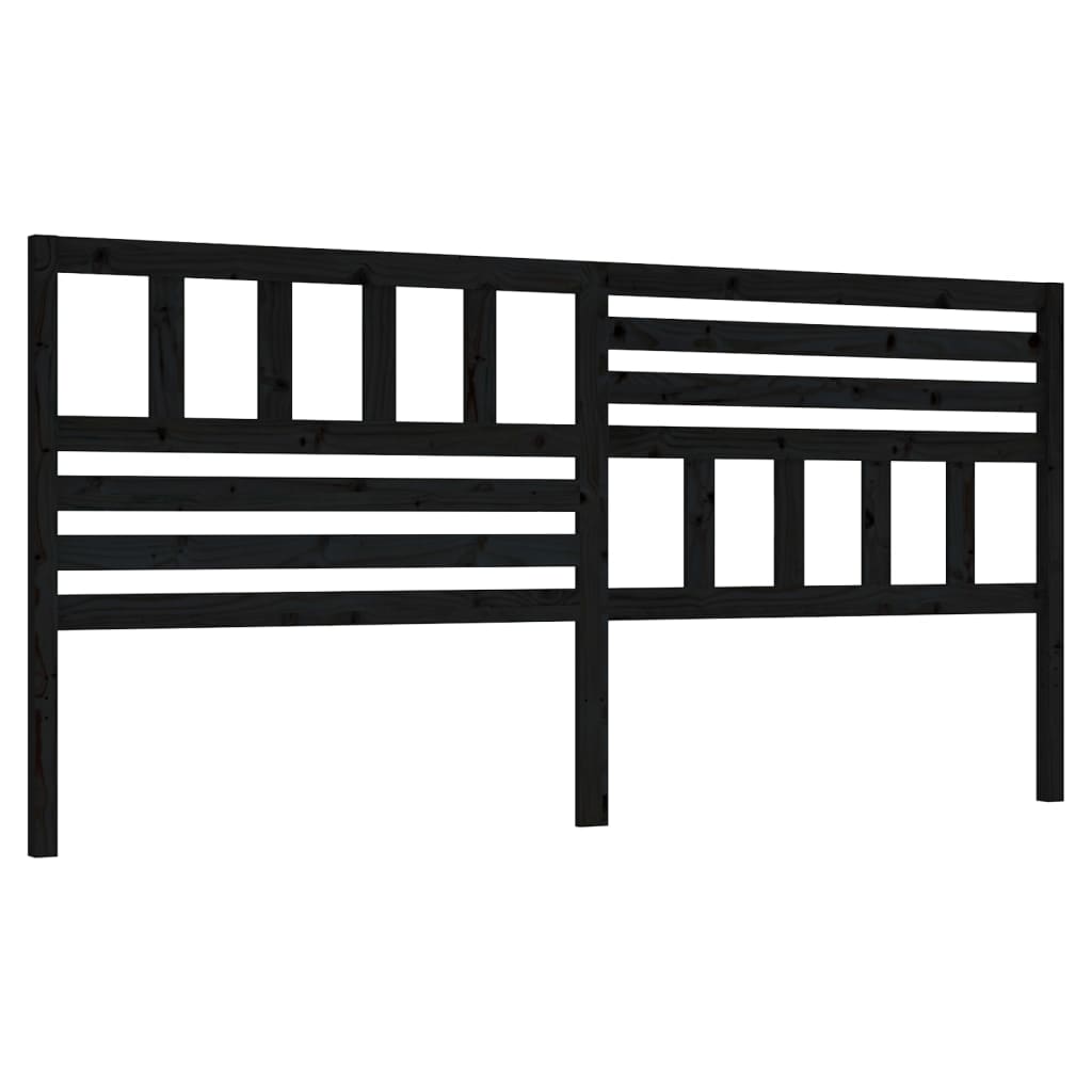 Bed Headboard | Black | Solid Pine Wood | 206 cm x 100 cm