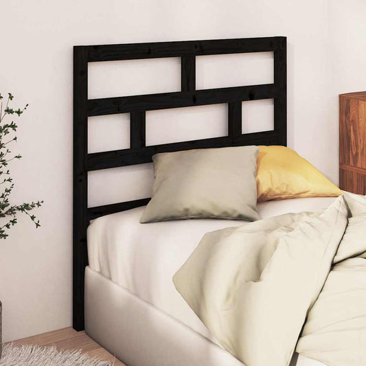 Bed Headboard | Black | Solid pine wood | 106 cm x 4 cm x 100 cm