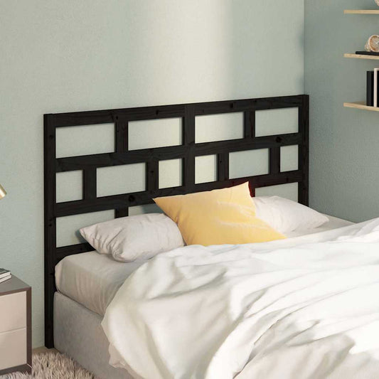 Bed Headboard | Black | Solid Pine Wood | 141x4x100 cm | Appealing Design