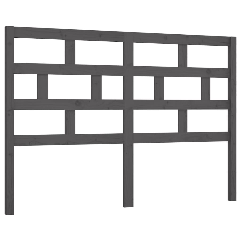 Bed Headboard Grey 146x4x100 cm Solid Wood Pine