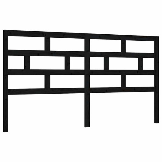 Bed Headboard | Black | Solid pine wood | 206x4x100 cm |  Durable