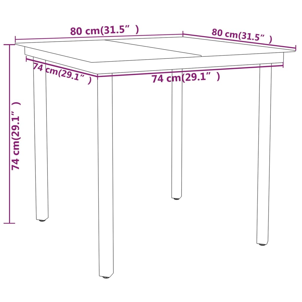 Garden Dining Set | Black | Powder-coated steel | Standard