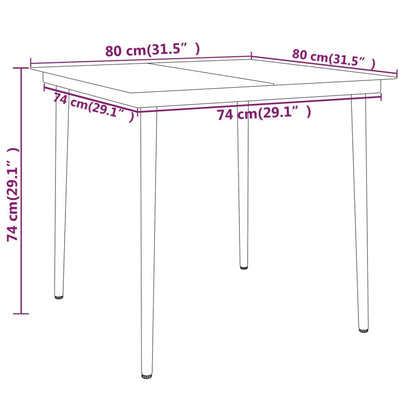 Garden Dining Set Black Powder-coated steel, glass, PE rattan