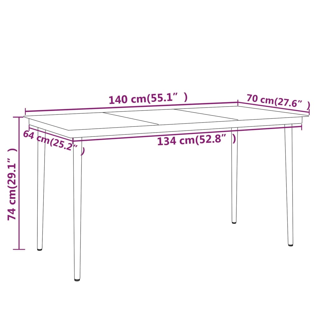 Garden Dining Set | Black | Powder-coated steel | 5 piece set