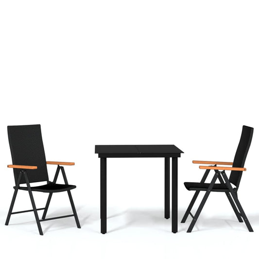 3 Piece Garden Dining Set Black