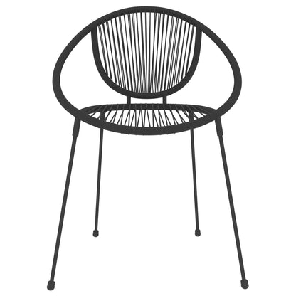 Dining Set | Black | Powder-coated steel, glass, PVC rattan | Medium