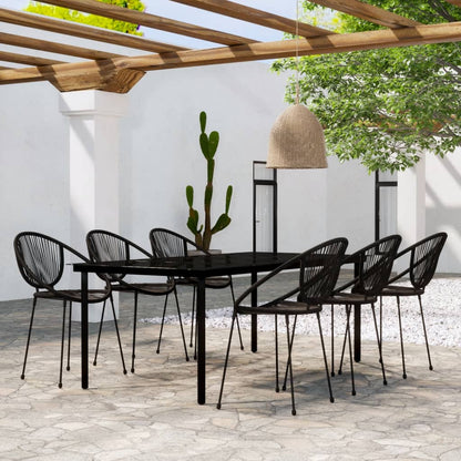 7 Piece Garden Dining Set Black